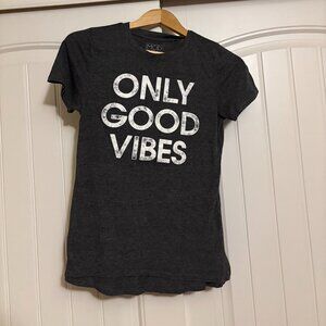 Modern Lux Only Good Vibes T Shirt Small Dark Gray Short Sleeve Crew Neck